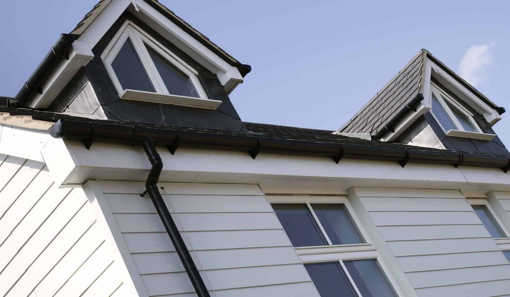 Black guttering installation Portland