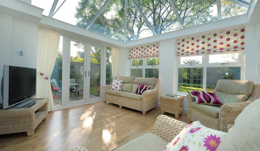 Internal view of new orangery with glass roof Bournemouth
