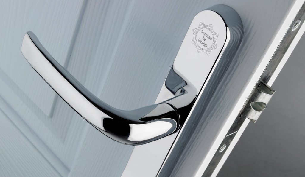 Secure composite entrance door with high security lock