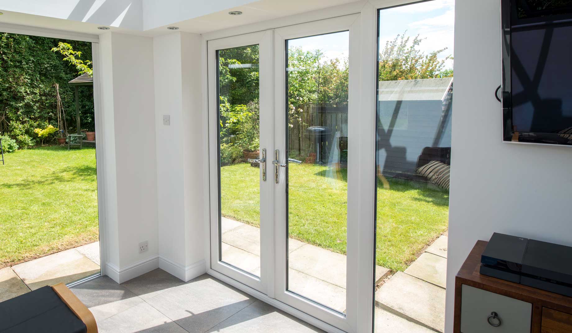 uPVC entrance doors installed within a new orangery Poole
