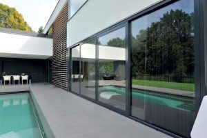 External view of luxury aluminium sliding doors Bournemouth