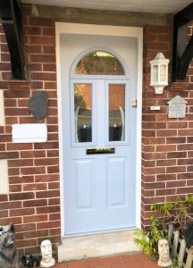 Solidor composite conway door in duck egg blue with slam shut heritage lock