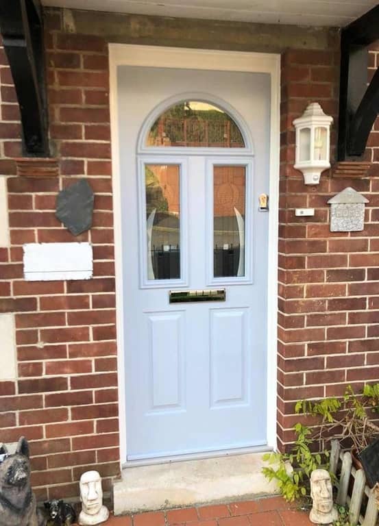 Solidor composite conway door in duck egg blue with slam shut heritage lock Poole