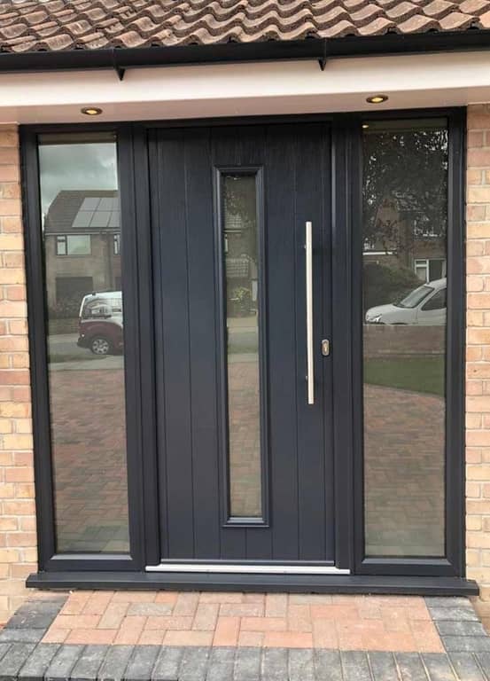 Contemporary grey Solidor and side panels with 800mm pull handle Dorchester