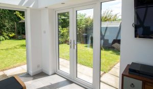 white upvc french doors