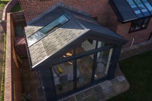 black tiled conservatory